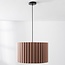 Lampe suspendue moderne Ripla avec abat-jour rond en lin - brun moka