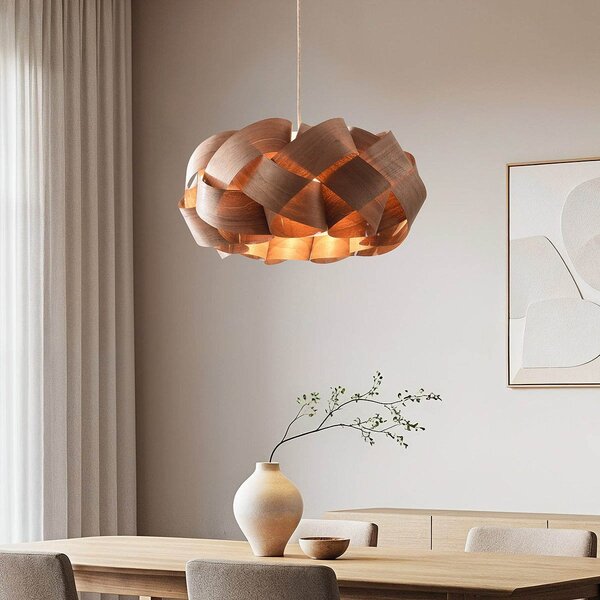 Lampe suspendue design naturel Weave en placage de noyer - Ø60 cm