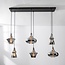 Suspension industrielle Calypso - noir, six abat-jour en verre fumé