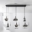 Suspension industrielle Calypso - noir, six abat-jour en verre fumé