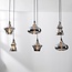 Suspension industrielle Calypso - noir, six abat-jour en verre fumé