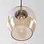 Suspension design Téo - doré, verre ambré et deux spots GU10