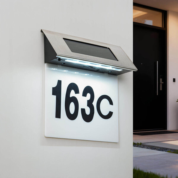 Applique murale extérieure Flarex avec numéro de maison - solaire