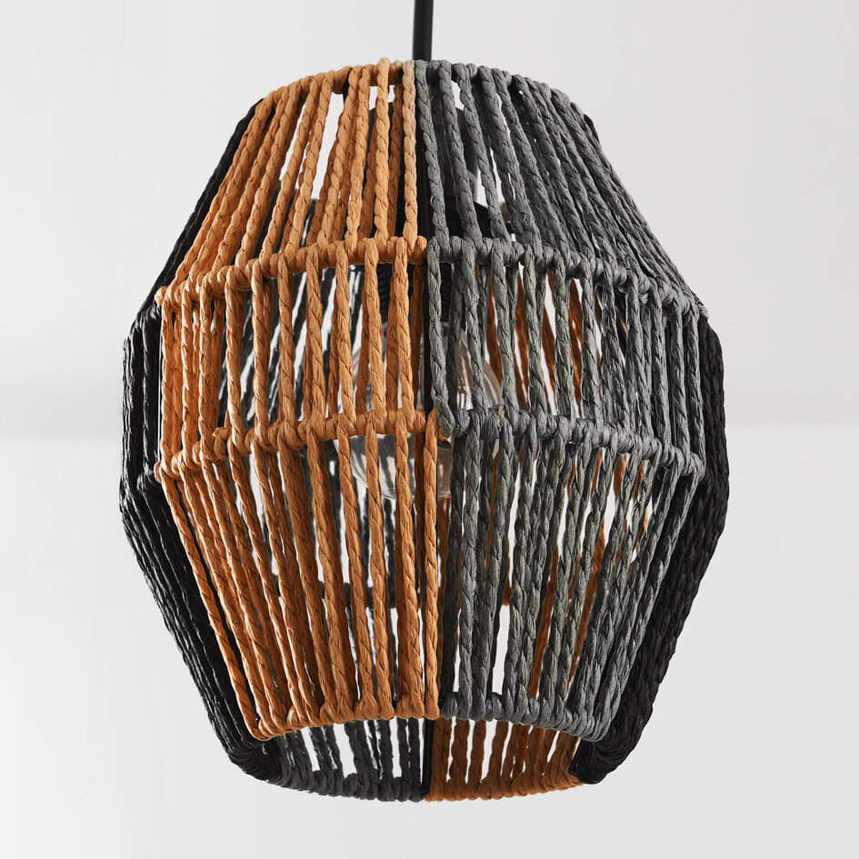 Suspension Lumra en corde noire et naturelle – 3 lumières