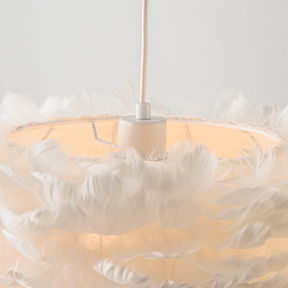 Suspension Floka avec plumes blanches douces