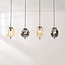 Suspension à 4 lumières Delia avec verre fumé et verre ambré et accents dorés