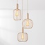 Suspension moderne Nudea avec abat-jours métalliques beiges, 3 lumières