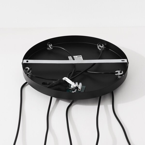 Suspension design Imme à 5 lumières avec verre gris-bleu fumé, vert et cuivré