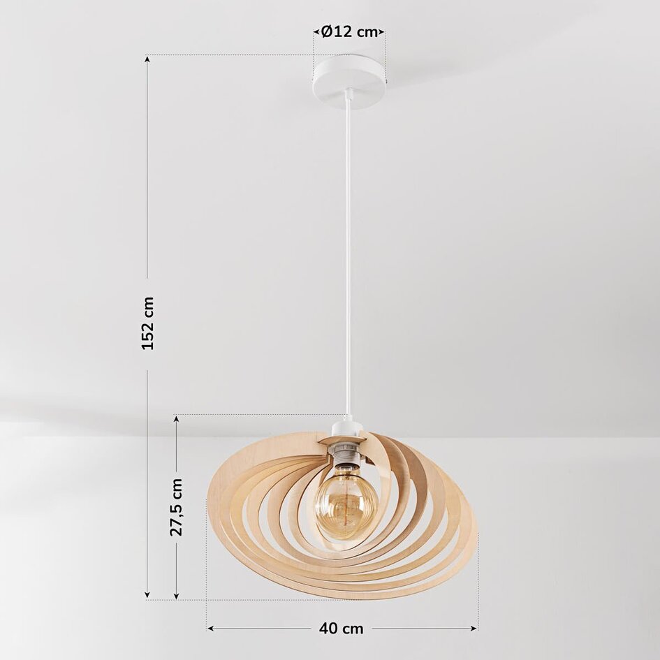 Suspension Lysa avec abat-jour ouvert en bois – naturel