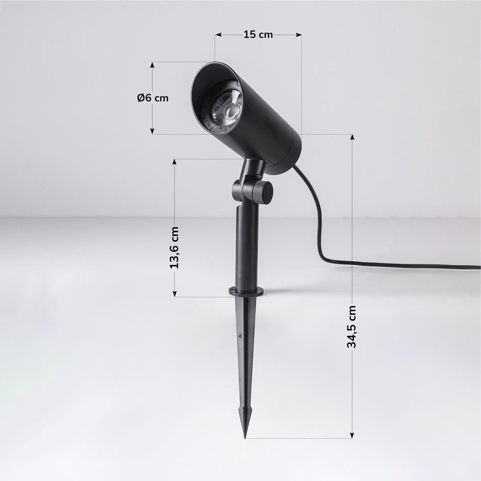 Lot de 6 spots de jardin modernes inclinables à télécommande - noir