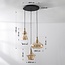 Suspension design Calypso à 3 lumières - abat-jour en verre ambré