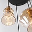 Suspension design rétro Calypso à quatre abat-jour en verre ambré