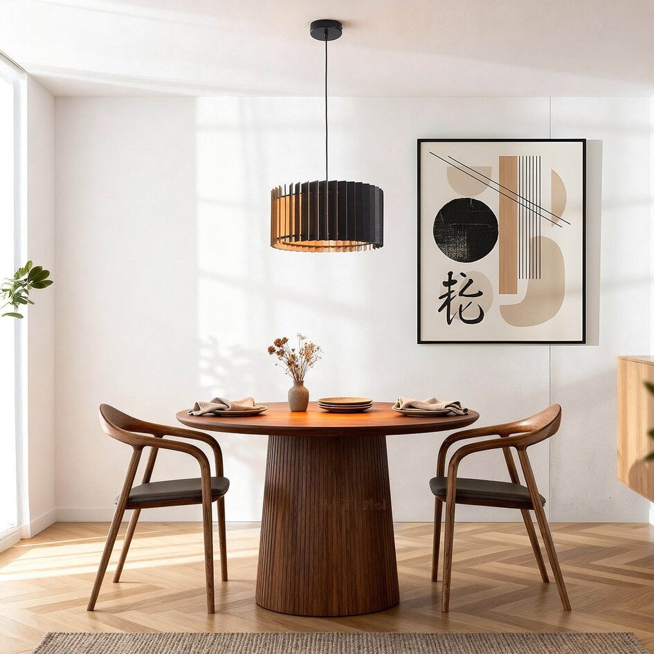 Suspension Vyra en bois noir avec intérieur naturel