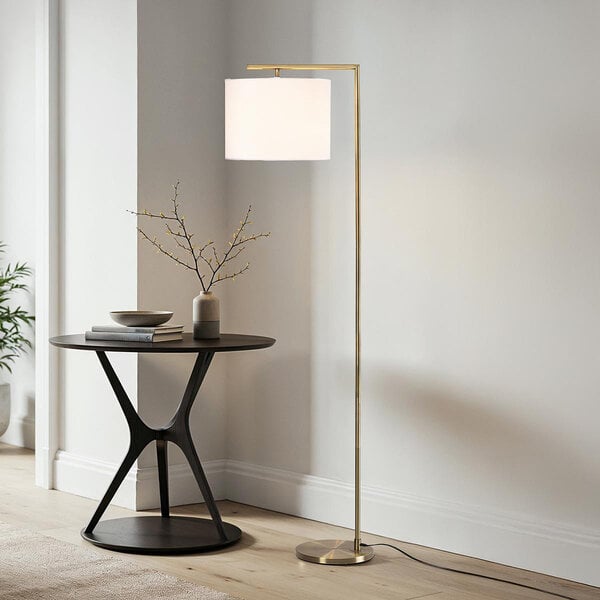 Lampadaire Viany - doré avec abat-jour en tissu