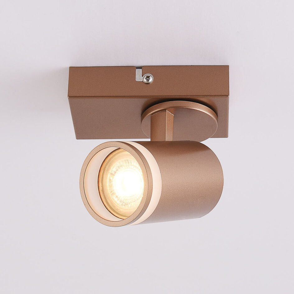 Spot de plafond moderne Dotto dans une teinte terre chaude, 1 lumière - orientable