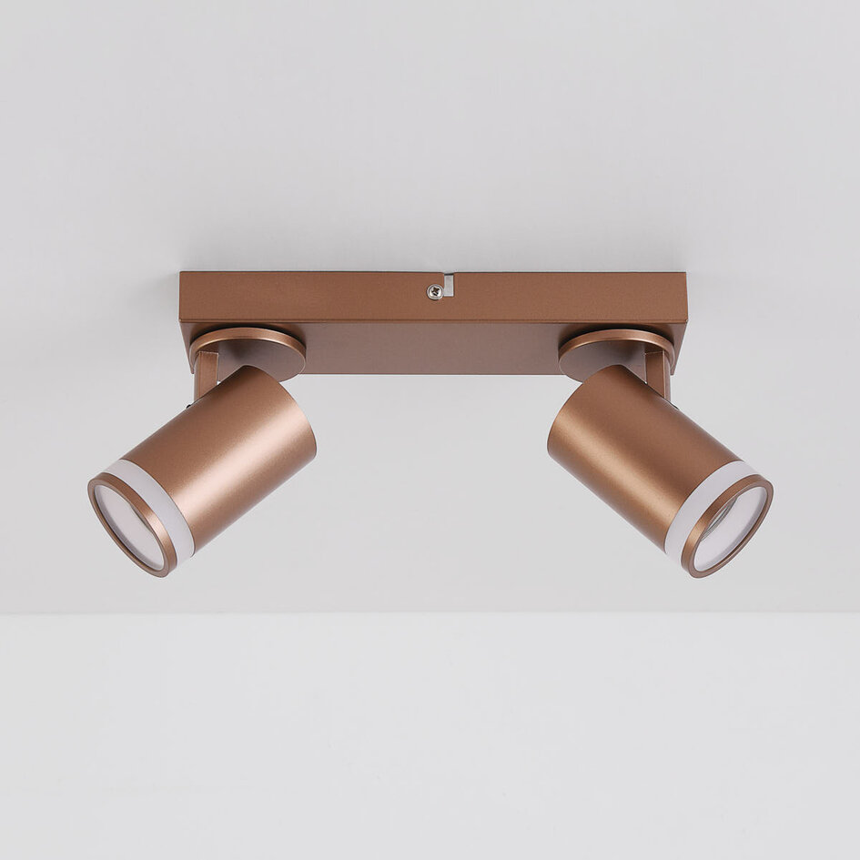 Spot de plafond moderne Dotto dans une teinte terre chaude, 2 lumières - orientable