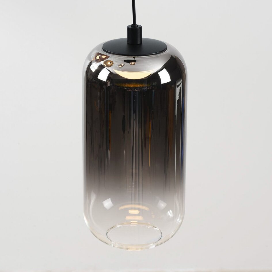 Suspension Kafei dimmable à 3 étapes avec LED et abat-jours en verre doré, fumé et cuivré