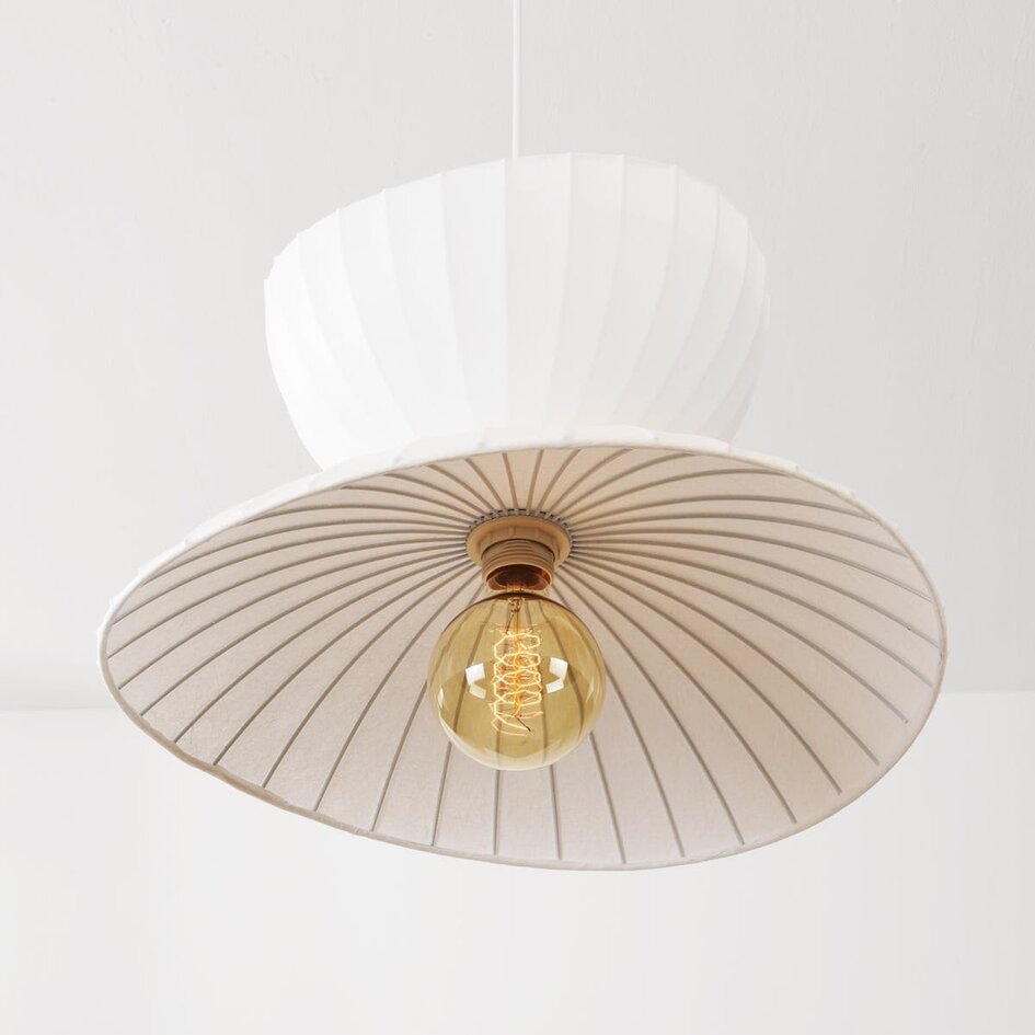Suspension Kaze - double abat-jour en soie - blanc