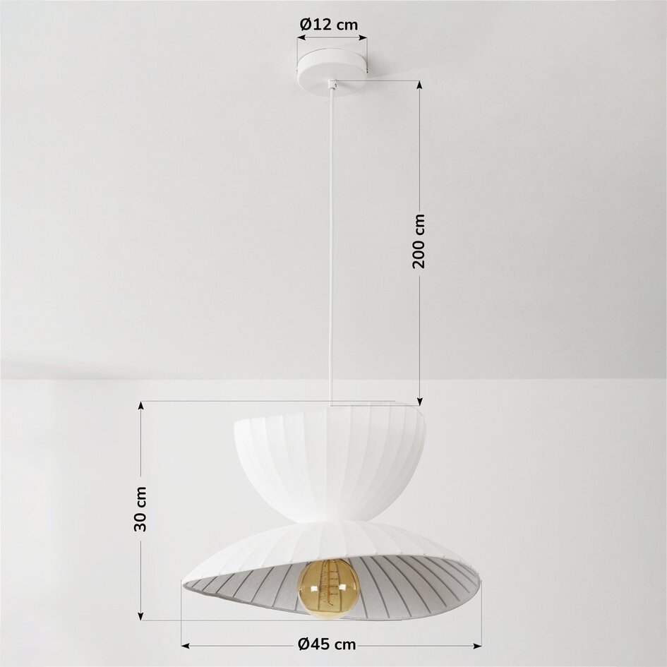 Suspension Kaze - double abat-jour en soie - blanc