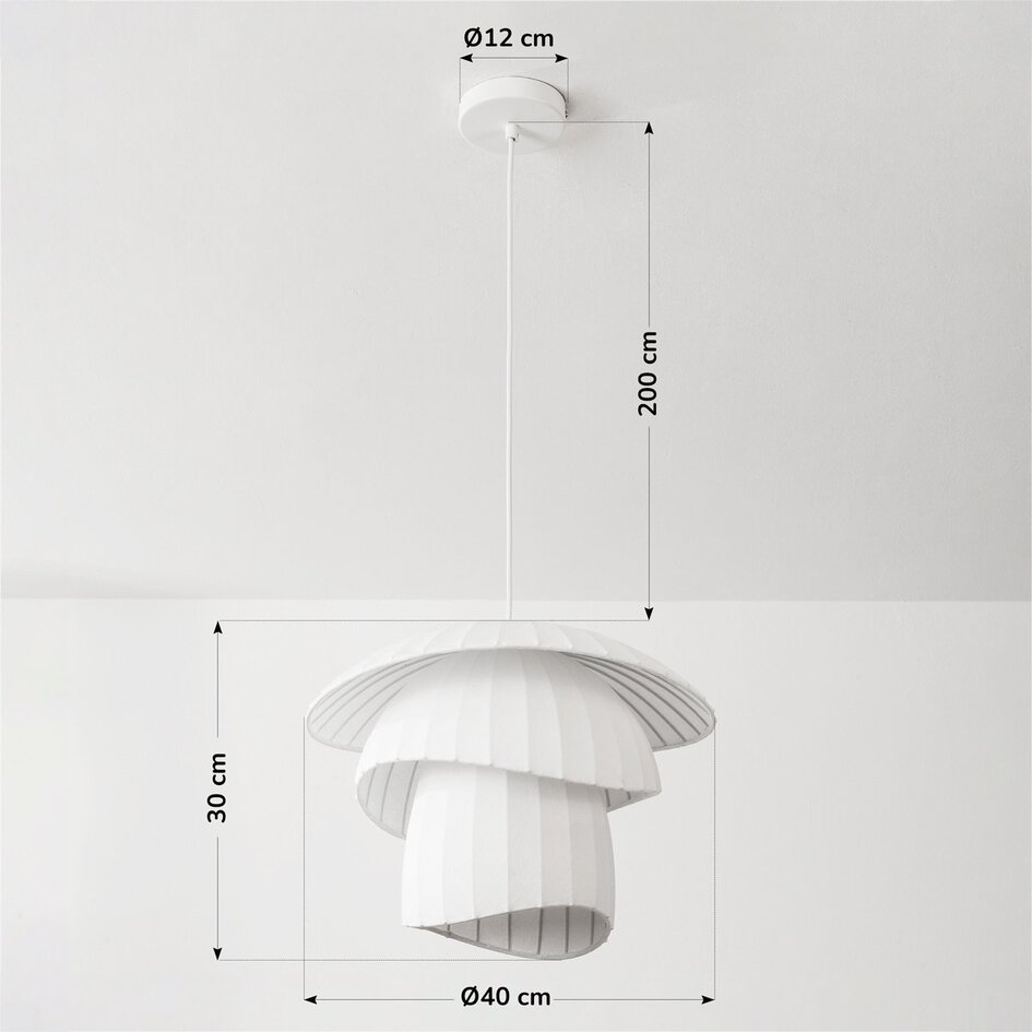 Suspension Ume - double abat-jour en soie - blanc