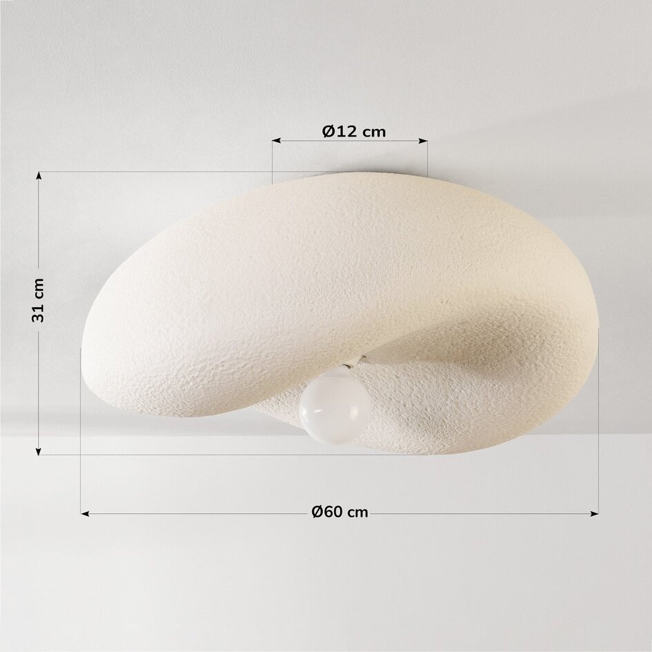 Plafonnier Wabi Sabi Kawa avec effet pierre blanche - 60 cm