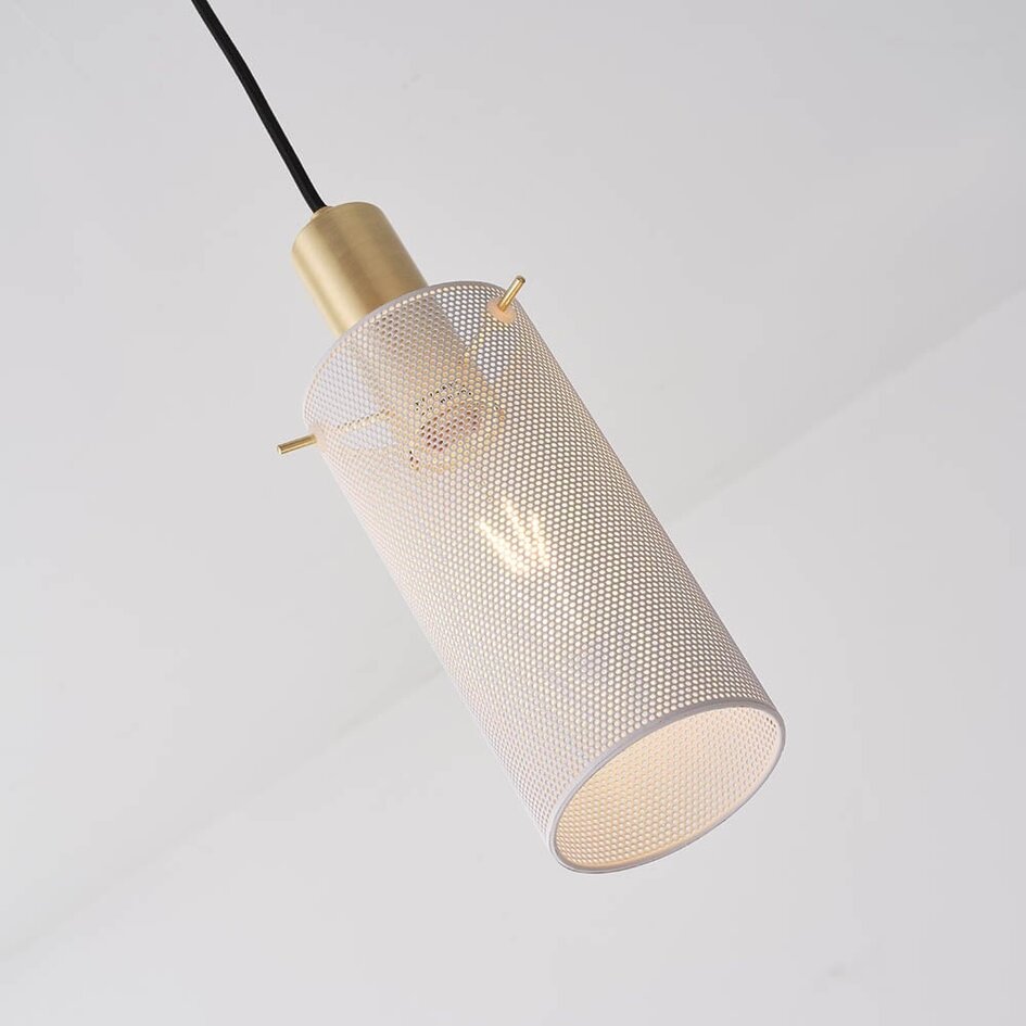 Suspension 1 lumière Valce blanche à détails dorés