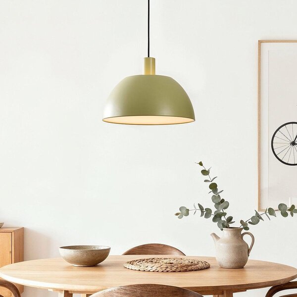 Suspension moderne Mirae en vert mat doux avec intérieur blanc