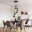 Suspension Imme à 5 lumières - verre fumé bleu-gris, vert et cuivré