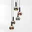 Suspension Imme à 5 lumières - verre fumé bleu-gris, vert et cuivré