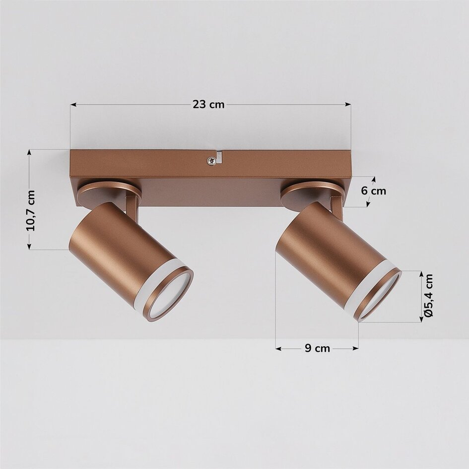 Plafonnier spot Dotto à 2 lumières - teinte terreuse chaleureuse, orientable