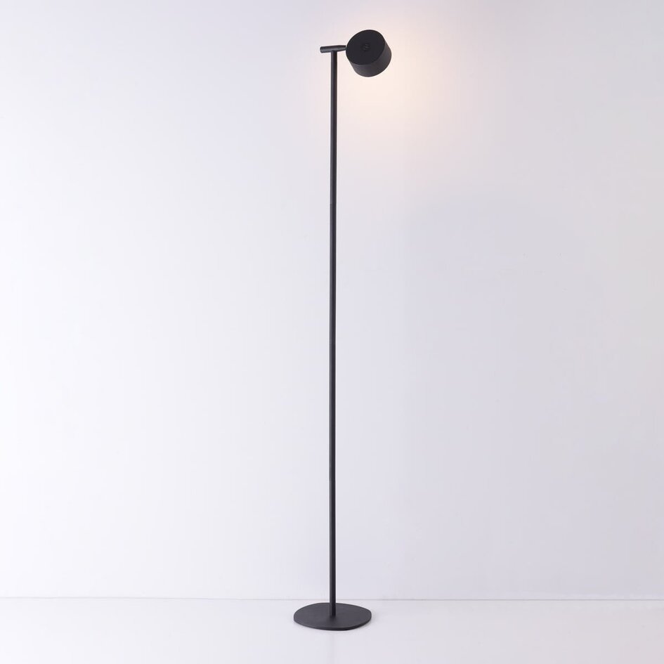 Lampadaire Zinc avec liseuse rechargeable, variateur tactile et LED intégrée - noir