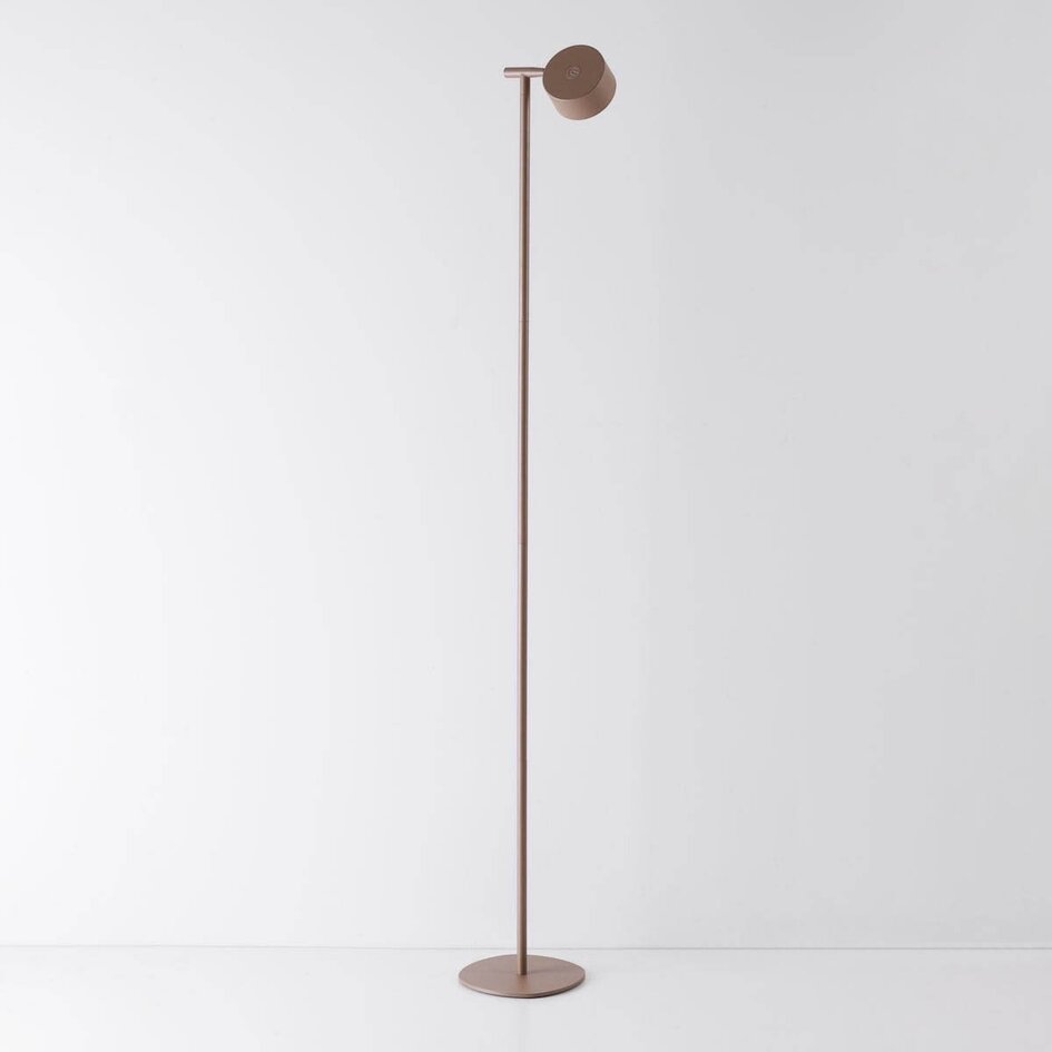 Lampadaire Zinc avec liseuse rechargeable, variateur tactile et LED intégrée - taupe