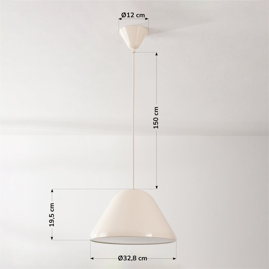 Suspension Calyx en beige clair brillant avec intérieur blanc