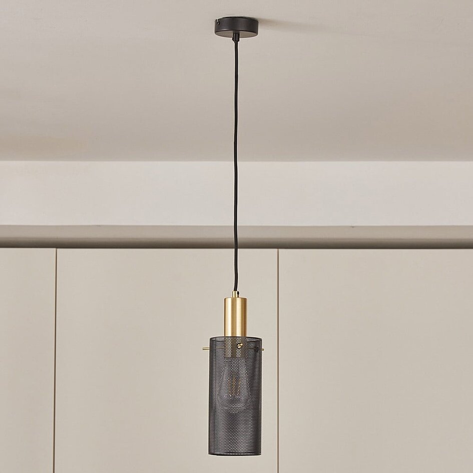 Lampe suspendue avec détails dorés noir - Valce