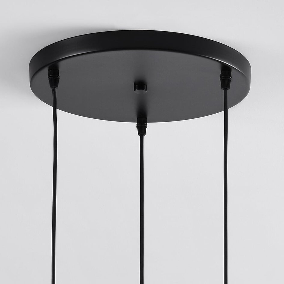 Suspension design Frank 3 lumières en verre fumé et effet miroir