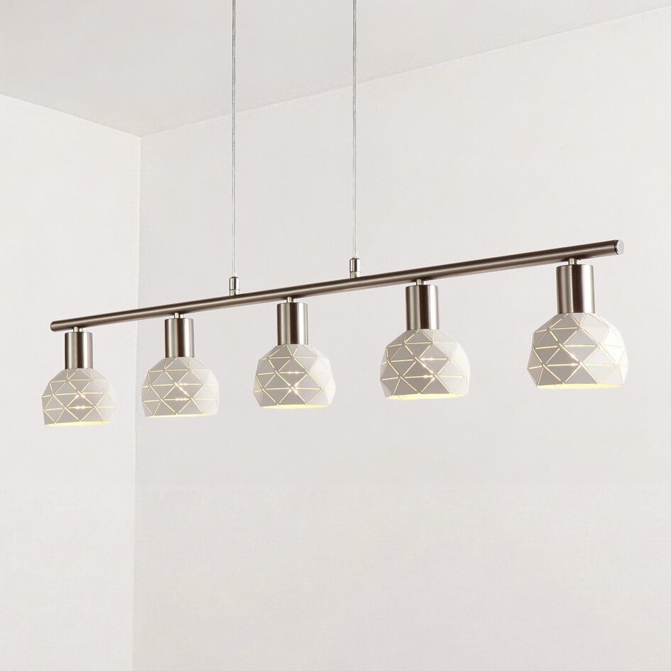 Suspension moderne Alabaster 5 lumières en blanc