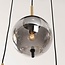 Suspension à 6 lumières Phora avec verre fumé et verre ambré et accents dorés