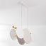 Suspension Zenna à 3 lumières - lin naturel, bois et accents blancs