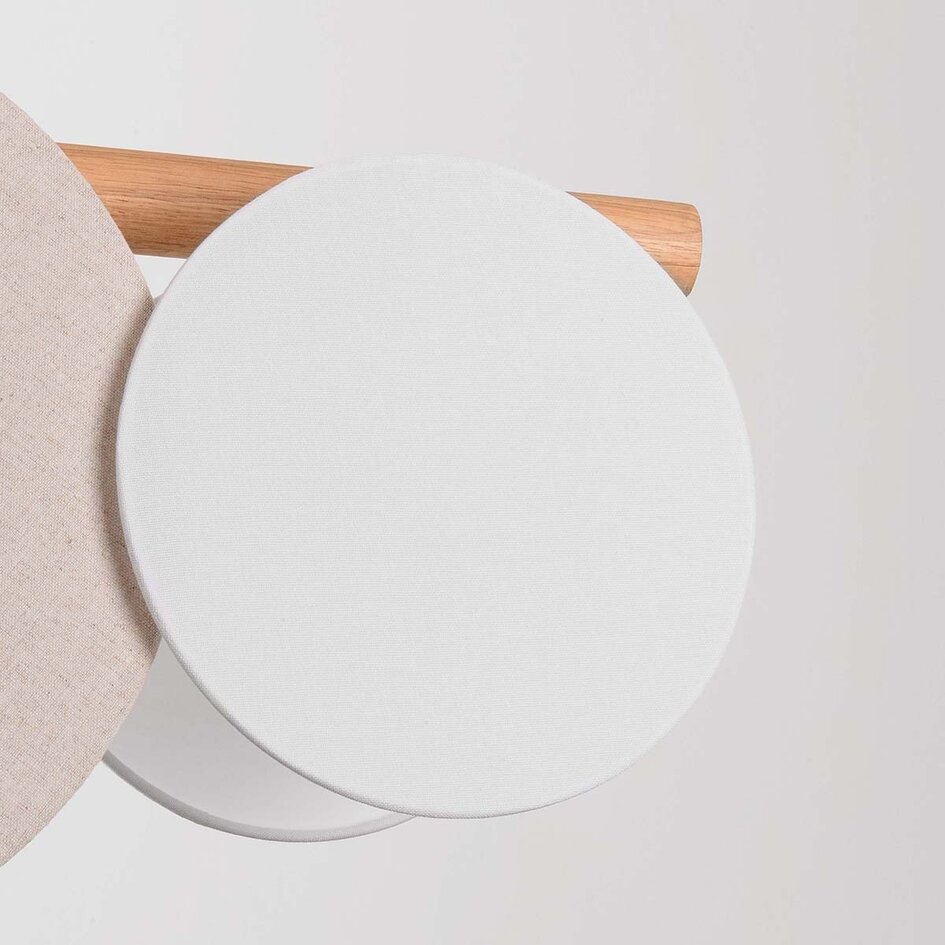 Suspension à 5 lumières Zenner – lin naturel avec accents bois et blancs