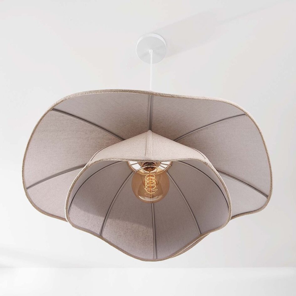 Suspension Vea - abat-jour organique en lin beige gris