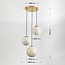 Suspension Tessra à 3 lumières - cascade de verre aspect marbre et laiton doré