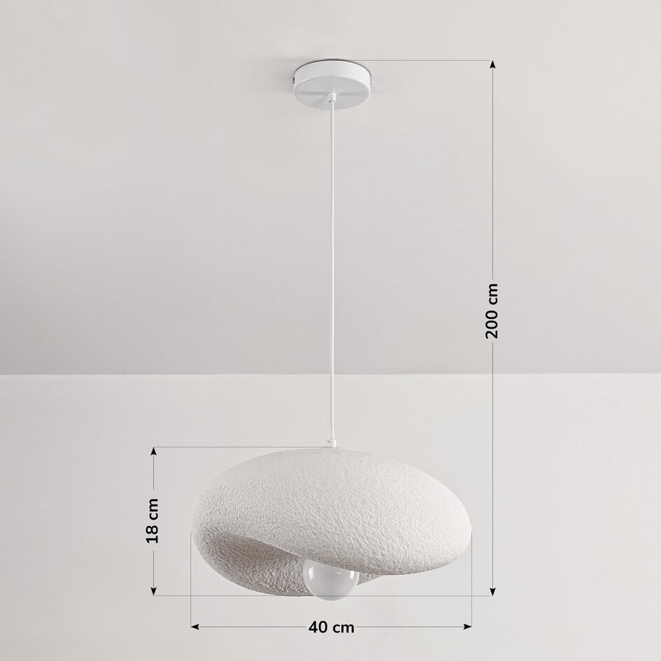 Suspension Wabi Sabi Kawa effet pierre blanche - 40 x 36 cm