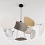 Suspension Zandor avec panneaux en lin - beige chaud, blanc et gris clair