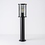 Lampe d'extérieur sur pied Penn noire en verre fumé - 60 cm