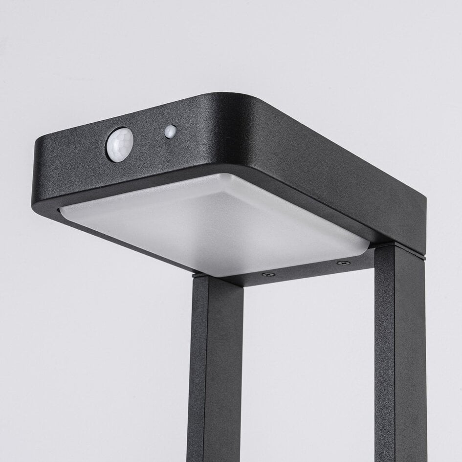 Lampe d'extérieur solaire sur pied Pelle noire avec détecteur, LED intégrée