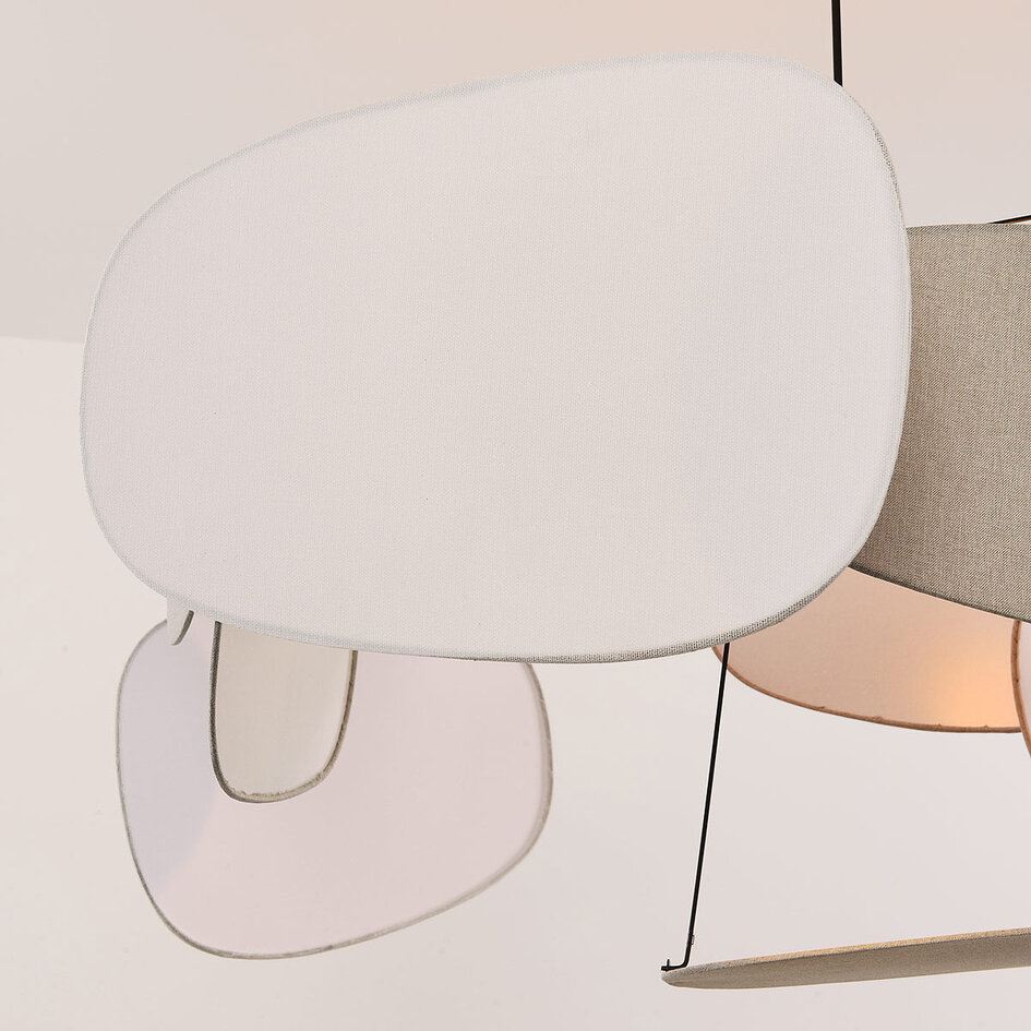 Lampe suspendue Zandor - abat-jour en lin naturel dans des tons doux et clairs