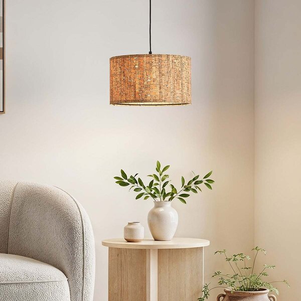 Lampe suspendue design Koru en cuir de liège