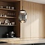 Lampe suspendue noire Nadine avec verre gris fumé et gradation à 3 niveaux