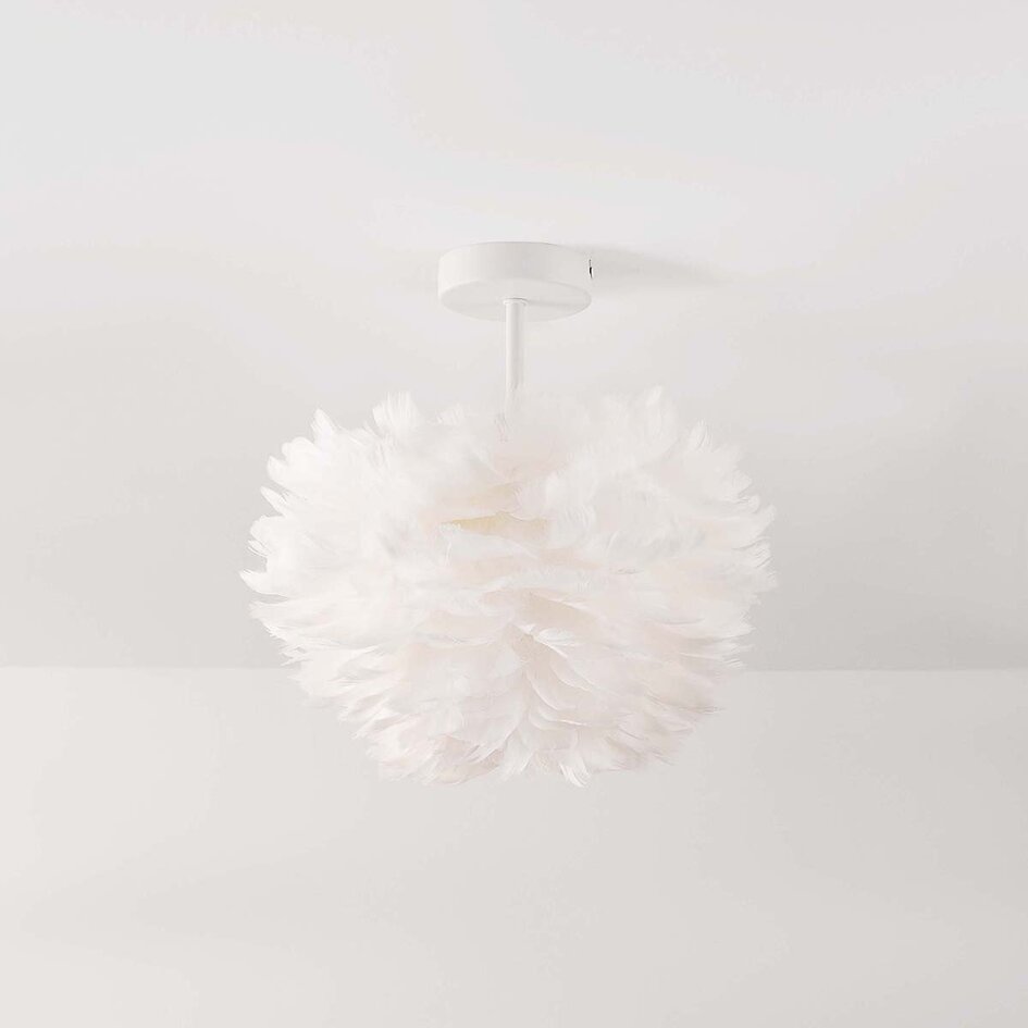 Lampe de plafond élégante Roselle avec plumes blanches