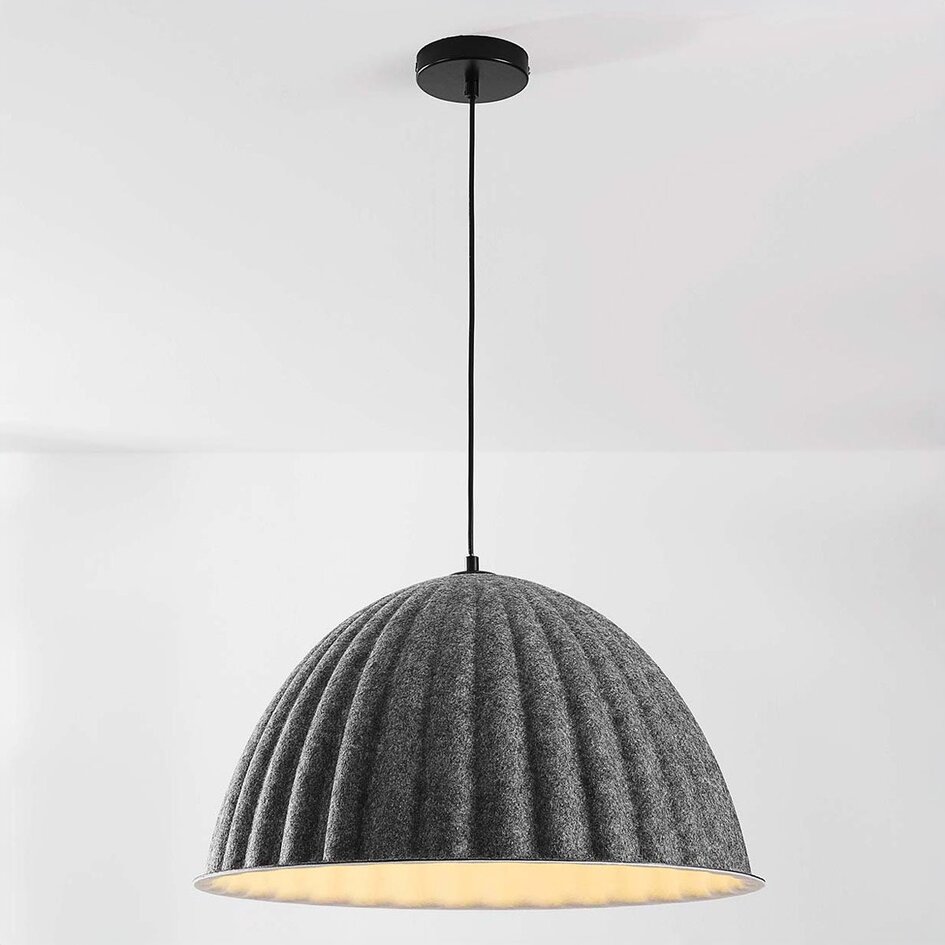 Suspension Siza avec aspect textile gris plissé – Ø55 cm